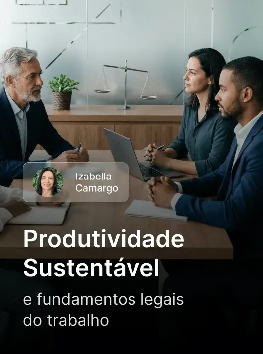 Módulo Produtividade Sustentável e fundamentos legais do trabalho, com Izabella Camargo, da Formação Gestor de NR1